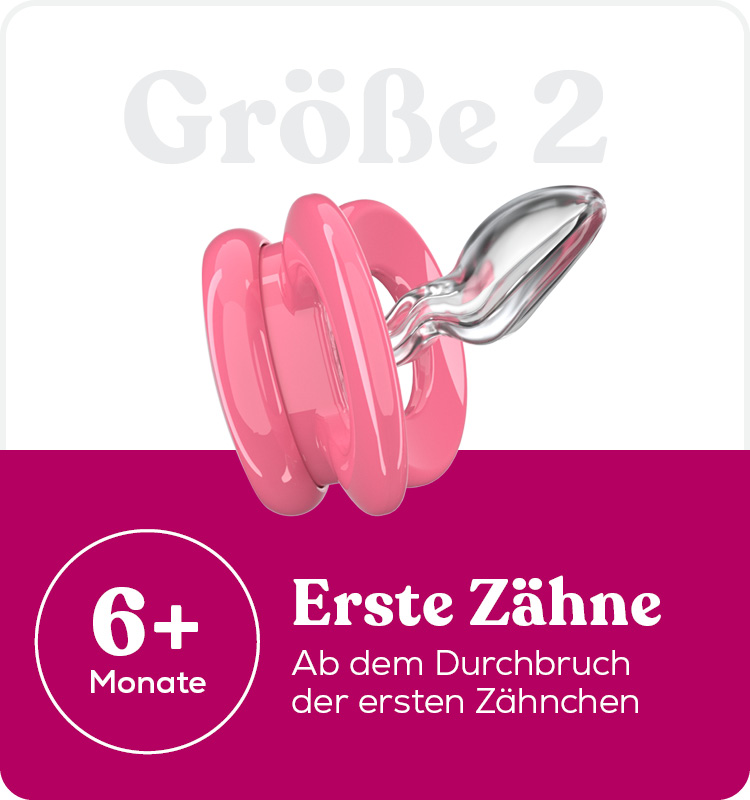 Dental-Stufe Schnullergröße 2 ist geeignet ab dem Durchbruch des ersten Zähnchens